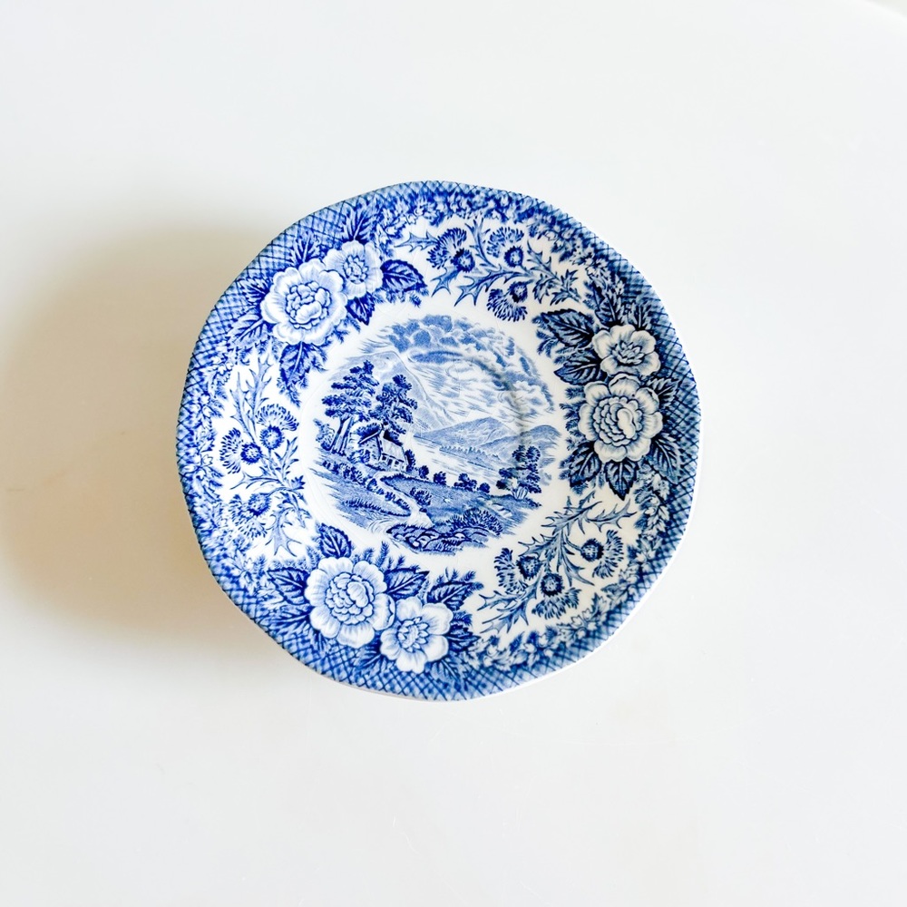 Set of 5 Lochs of Scotland Blue Transferware Saucers 💙